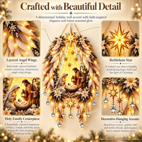 Golden Wing Angel Christmas Ornament, LED Stained Glass Suncatcher Decor,B - image 5