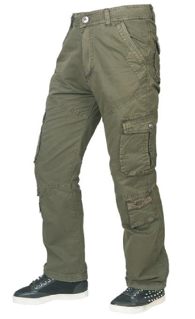 Pantalon cargo homme vert à multiples poches robustes et confortables