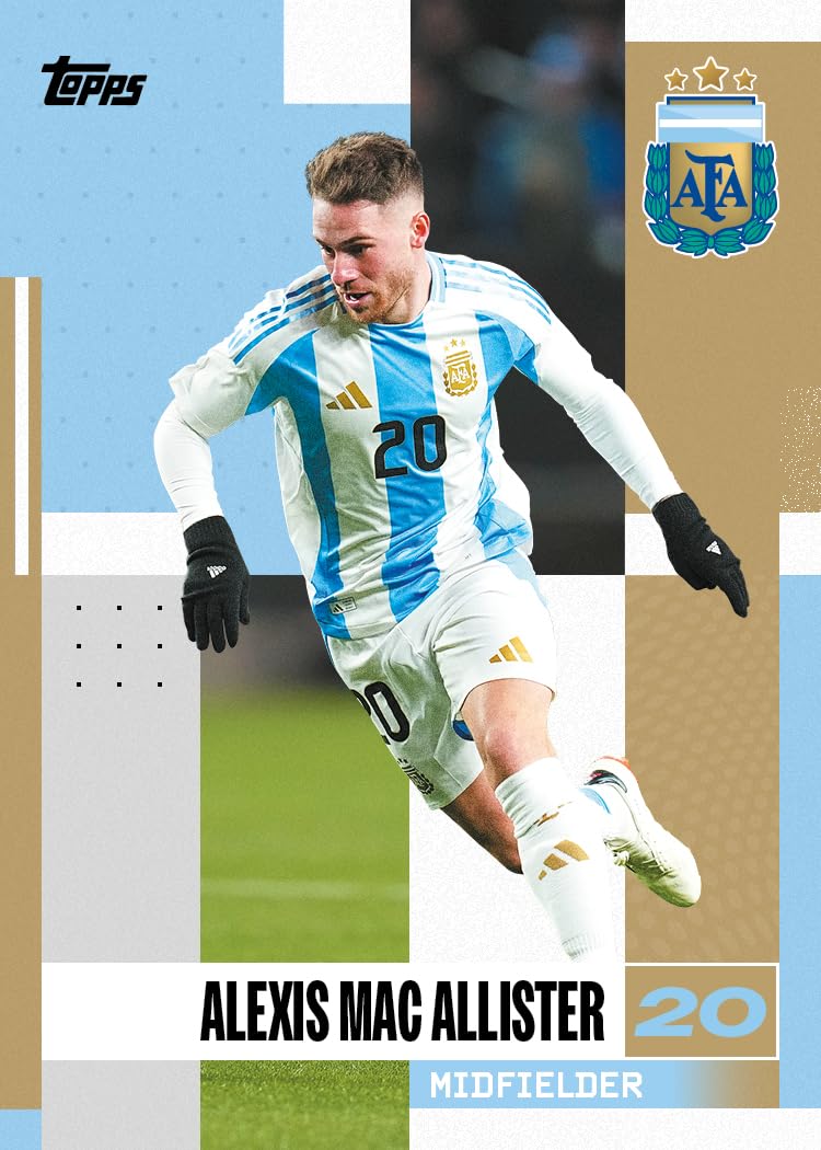 Topps Argentinien-Team-Set 24/25-30 Karten pro Box, einschließlich einer Autogramm-, Relikt- oder Auto-Relikt-Karte in jeder Box