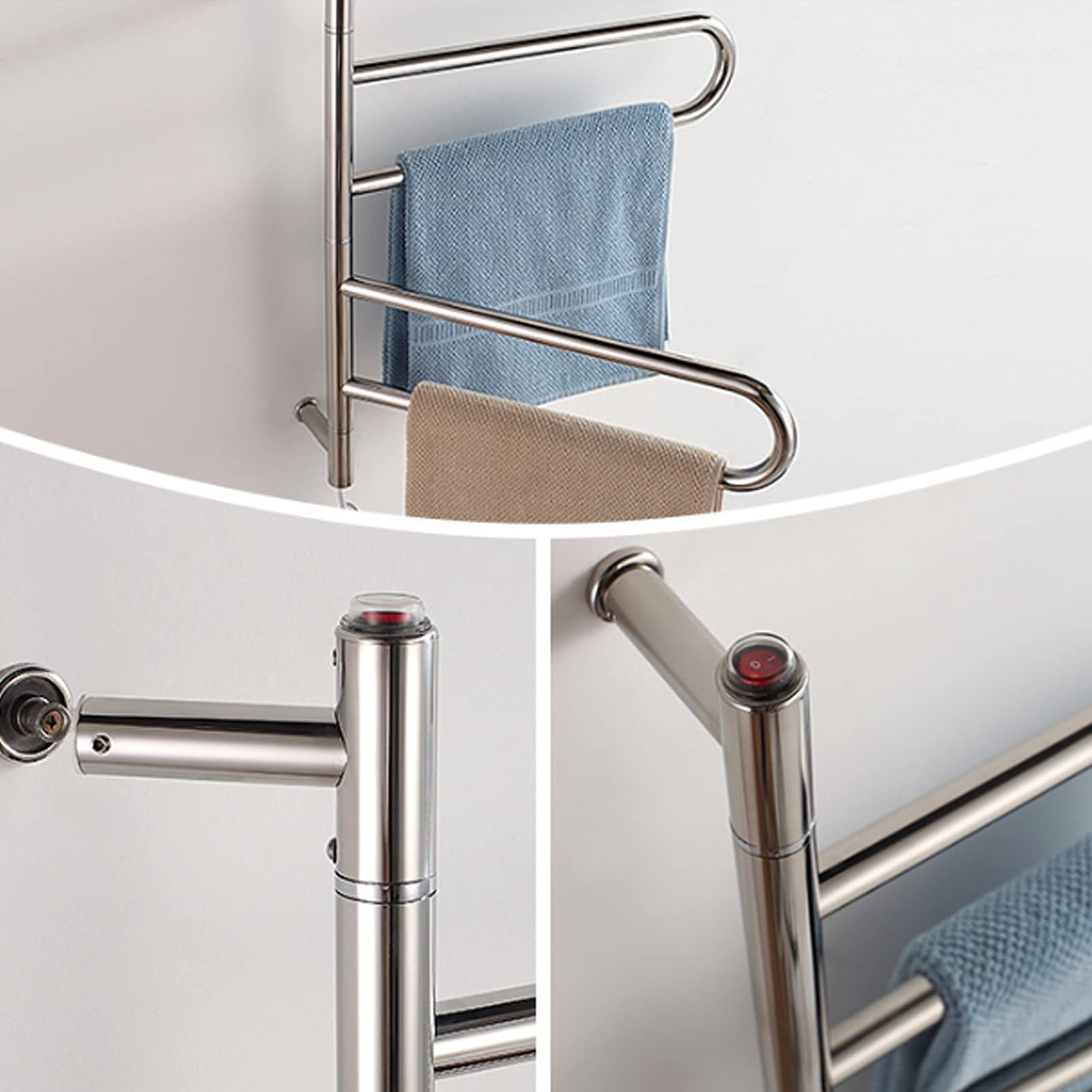 Towel Warmer/Electric Heated Towel Rail Radiator, Household 20-Bar Intelligent Constant Temperature Heated Towel Warmer Drying Rack, Stainless Steel Polished Wall Mounted Heated Towel Rack (Plug in )