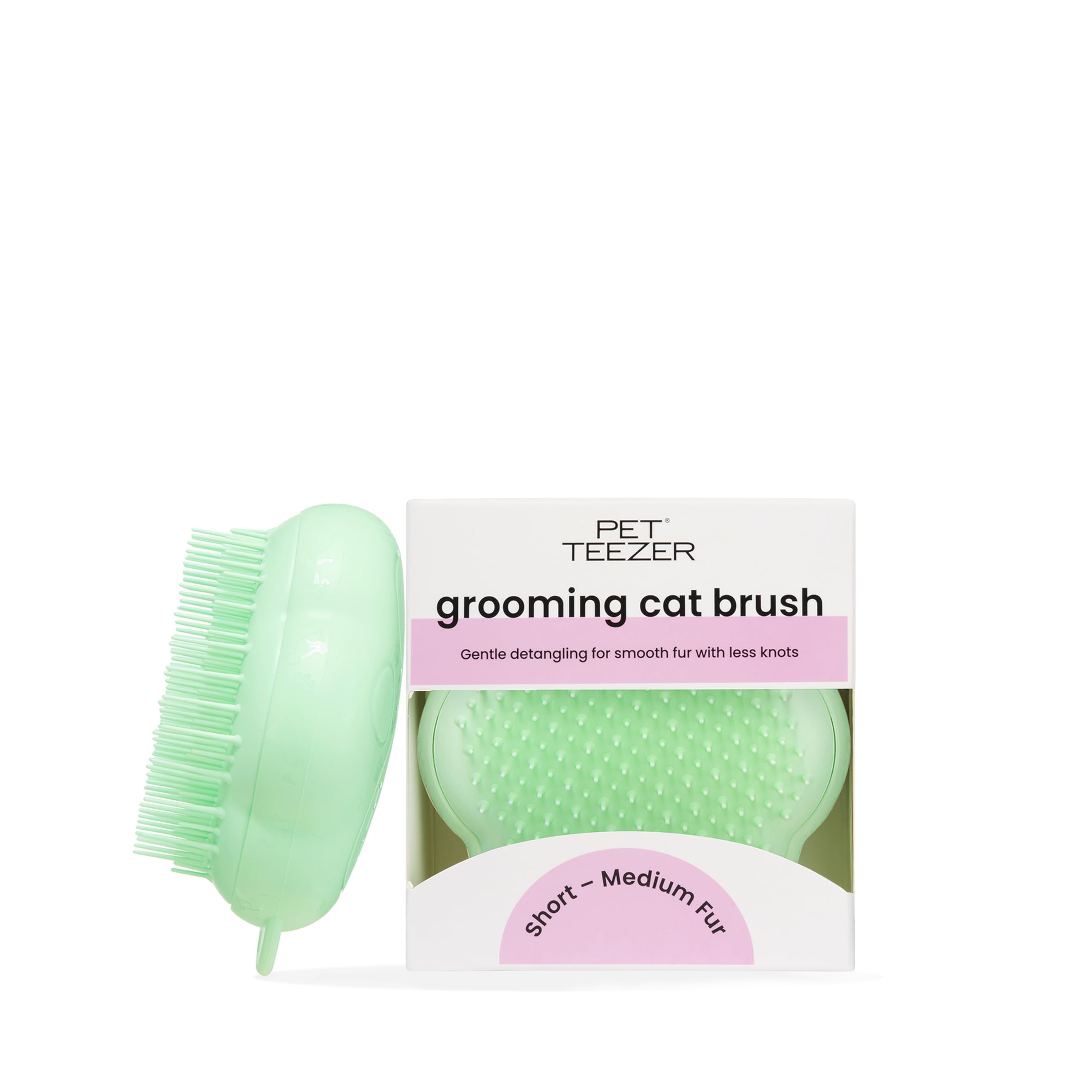 Tangle Teezer Pet Teezer Cat Brush - Animali Domestici Spazzola Gatto e Gattini - pettine cattura togli peli gatti - a doppio livello per pelo corto e medio - Dona morbidezza e lucentezza - Verde