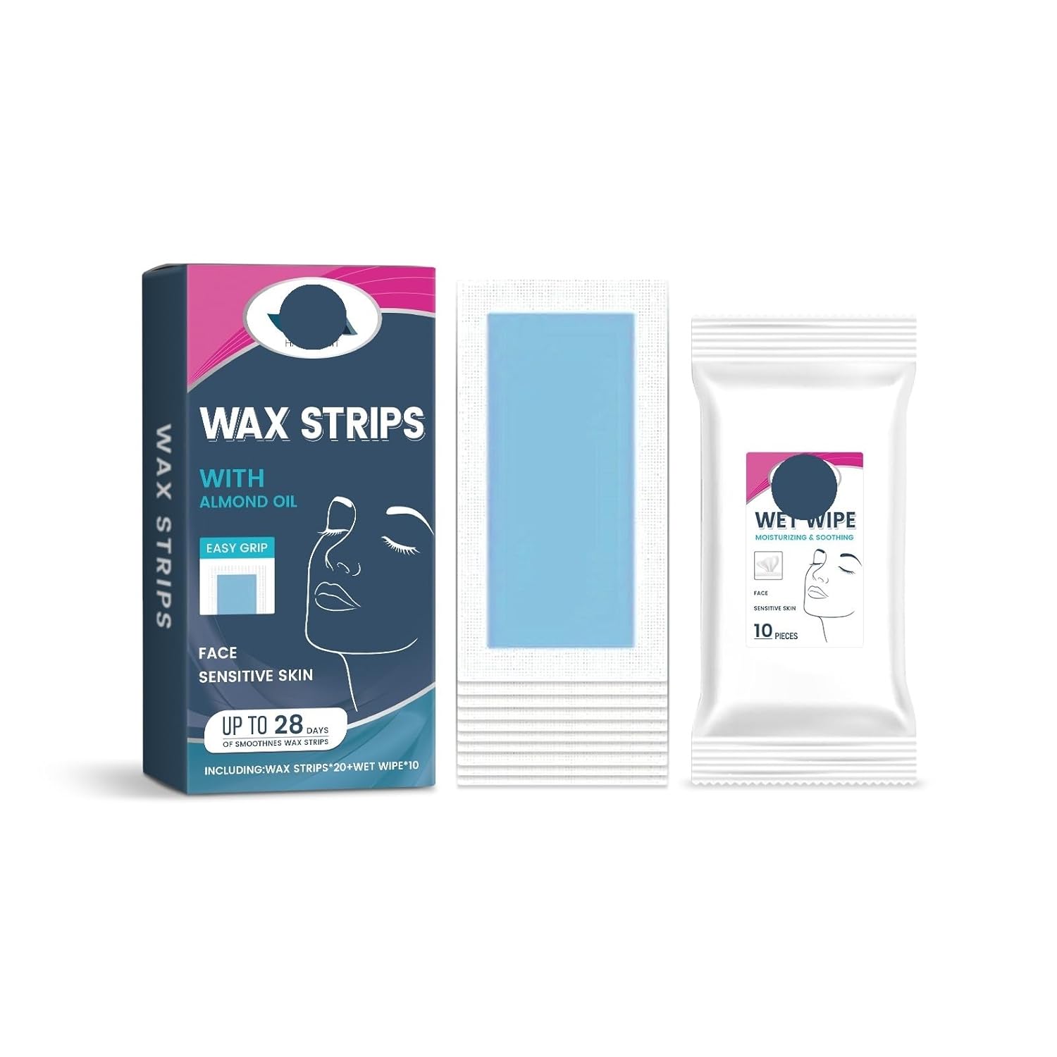 Facial Wax Strips - Gentle, Clean & Painless Hair Removal, Smooth Skin, Peel - Off Design, Portable For Daily Use(3PCS)