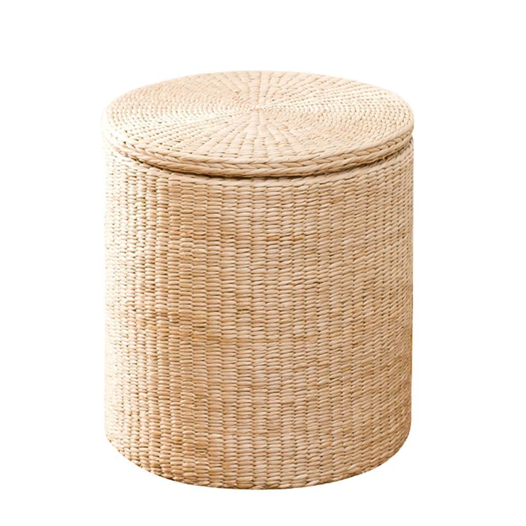 Poggiapiedi ottomano con Contenitore a cubo, Sgabello per Scarpe, Sgabello per ripostiglio in Rattan, Sgabello per Pouf, Sgabello per Divano, Soggiorno, Camera da Letto, Sgabello (