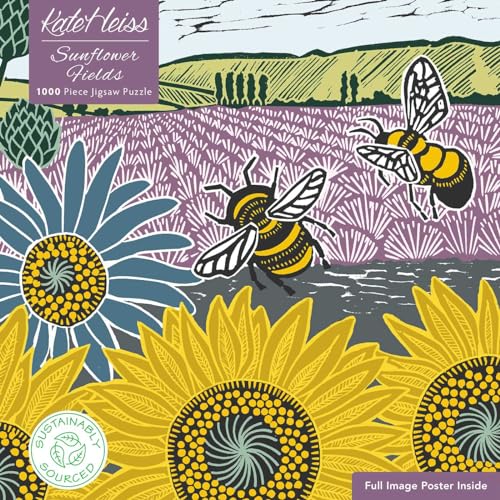 Adult Sustainable Jigsaw Puzzle Kate Heiss - Sunflower Fields: 1000-pieces. Ethical, Sustainable, Earth-Friendly