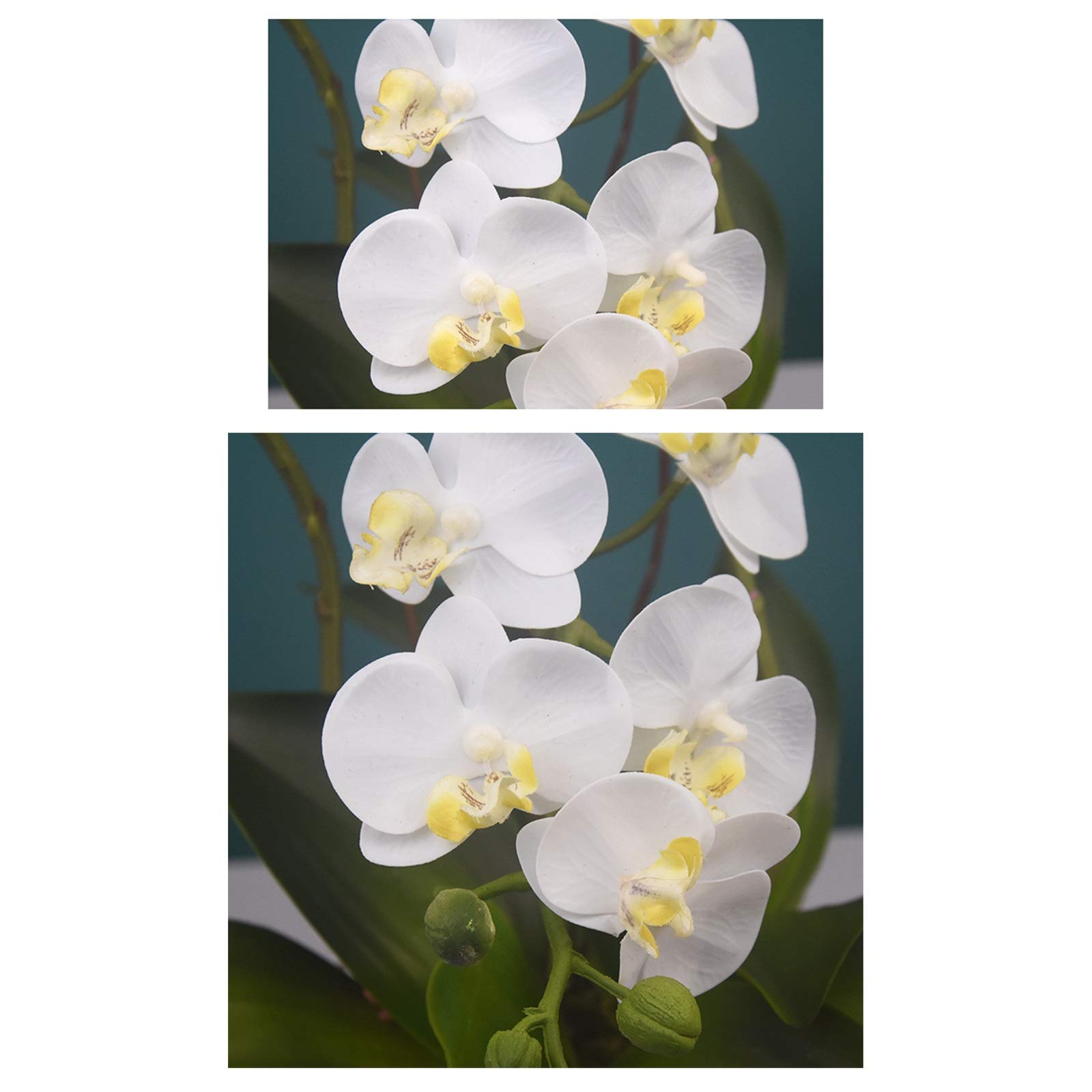Fiori Artificiali Centrotavola Fiori da Tavola - Simulazione Composizione di Fiori di Seta Elegante Orchidea Phalaenopsis Floreale in Vaso, Fiori Realistici Bonsai per Casa/Camera da