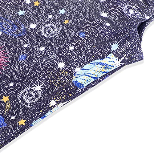 Image of EQSJIU Gymnastics Leotards for Girls Kids Rainbow Mosaic Mermaid Butterfly Stars Leopard Galaxy Tie Dye Cosmos Leopard