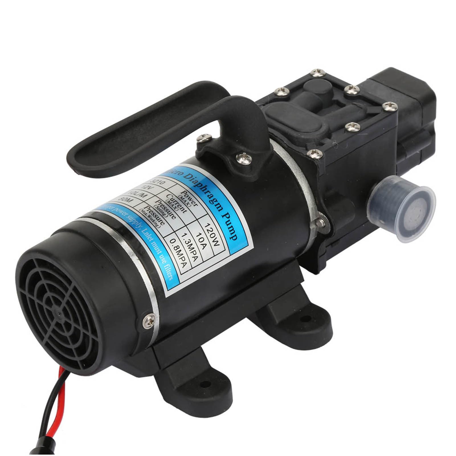 Bomba de Agua Eléctrica 12V 120W Autocebante de Membrana 10L/M Alta Presión Silenciosa para Lavadoras de Ropa Hogar Industrial