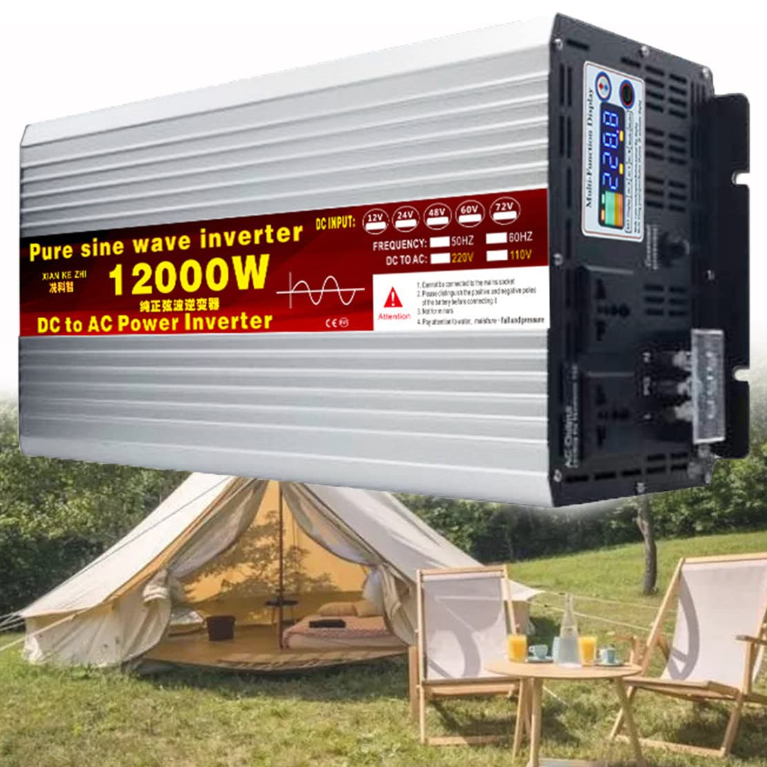 Inverter Onda Sinusoidale Pura 12000W 12V - Convertitore DC A AC 220V Per Auto, Solar, Camping - Foto 4