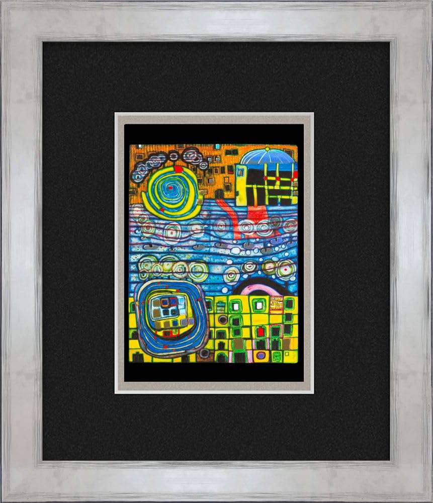 artissimo, Kunstdruck gerahmt, 30x35cm, AG5713, Friedensreich Hundertwasser: Die vier Einsamkeiten, Bild, Wandbild, Poster, Wanddekoration, Echtholzrahmen, hochwertig, Kunstmotiv