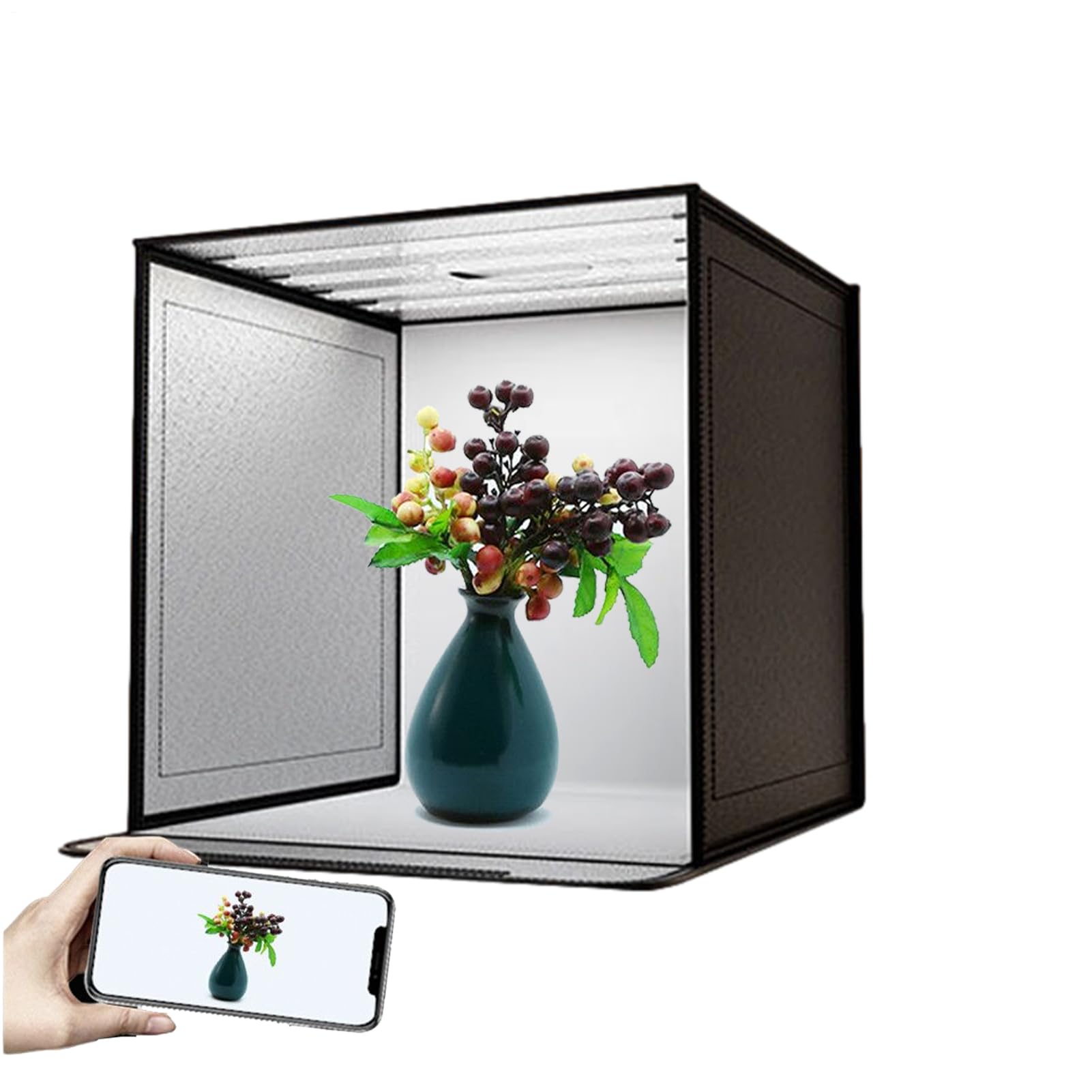 Fotostudio-Box, Fotobox für Fotografie, faltbar, mit dimmbarem LED-Licht, Zubehör für Fotoshootings von 44 x 44 cm, für Schmuck, Accessoires, Make-up, handgefertigte Modelle