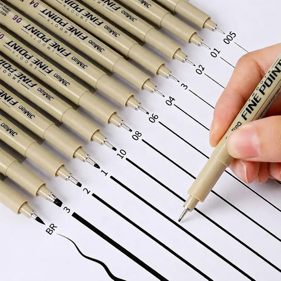 Kit 12 Canetas Nanquim Profissionais Sakura – Desenho Artístico, Mangá, Ilustração, Line Art, Lettering, Caligrafia e Desenho Técnico – Tinta Preta Premium à Prova d’Água