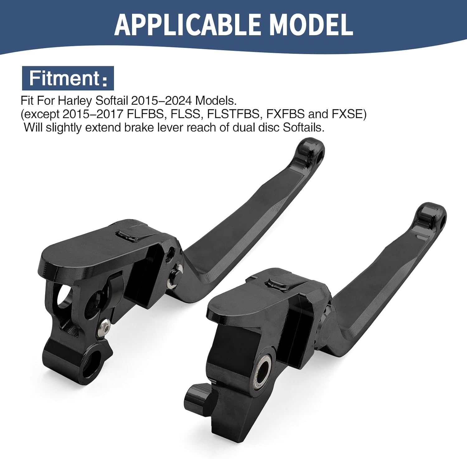 Motorcycle Levers Brake Clutch Handle Lever Adjustable Fit for Harley 2015-2024 Softail Fat Boy FLSB Street Bob FXBB Breakout FXLRS Fat Bob Low Rider FXLR Softail Slim FLHSC 114 (Long, Black)