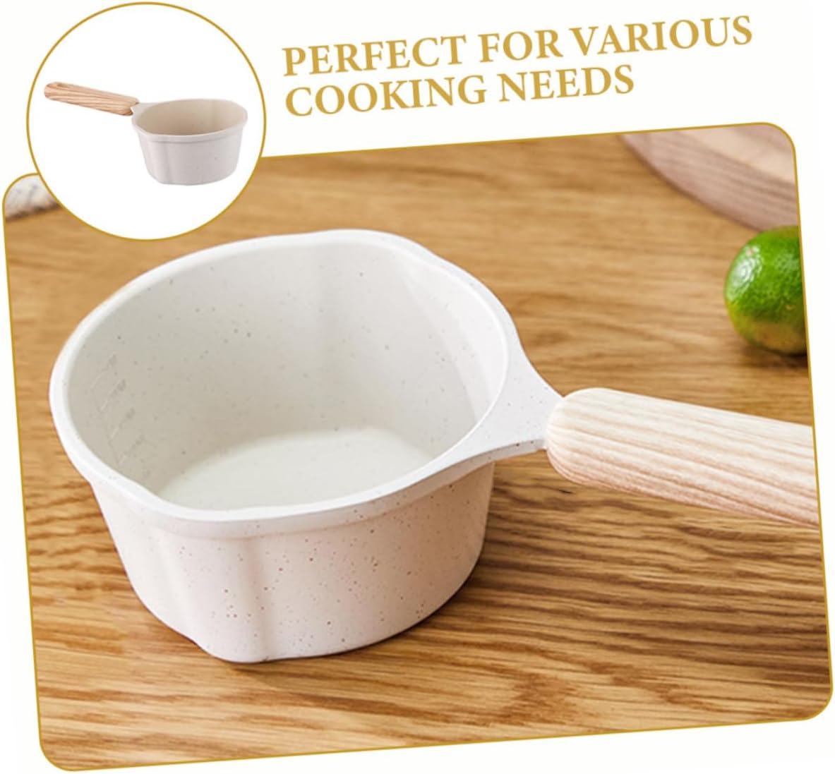 Xmas Thickened Nonstick Milk Pan 250ml Aluminum Alloy Wooden Handle