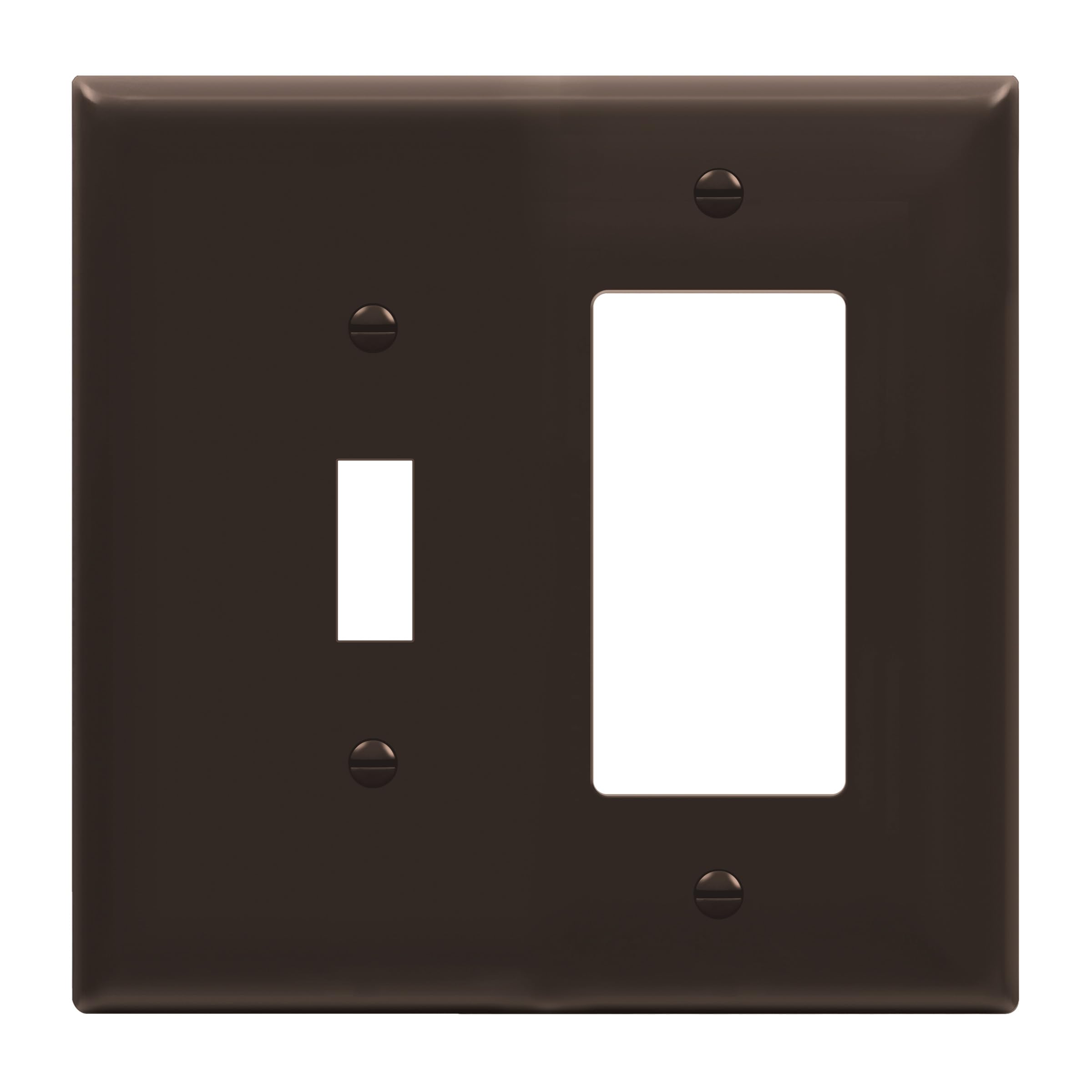 ENERLITES Combination Toggle Light Switch/Decorator Light Switch Plate, Double Switch Wall Plate, Mid-Size 2-Gang 4.88" x 4.92", Polycarbonate Thermoplastic, 881131M-BR, Brown-image-30