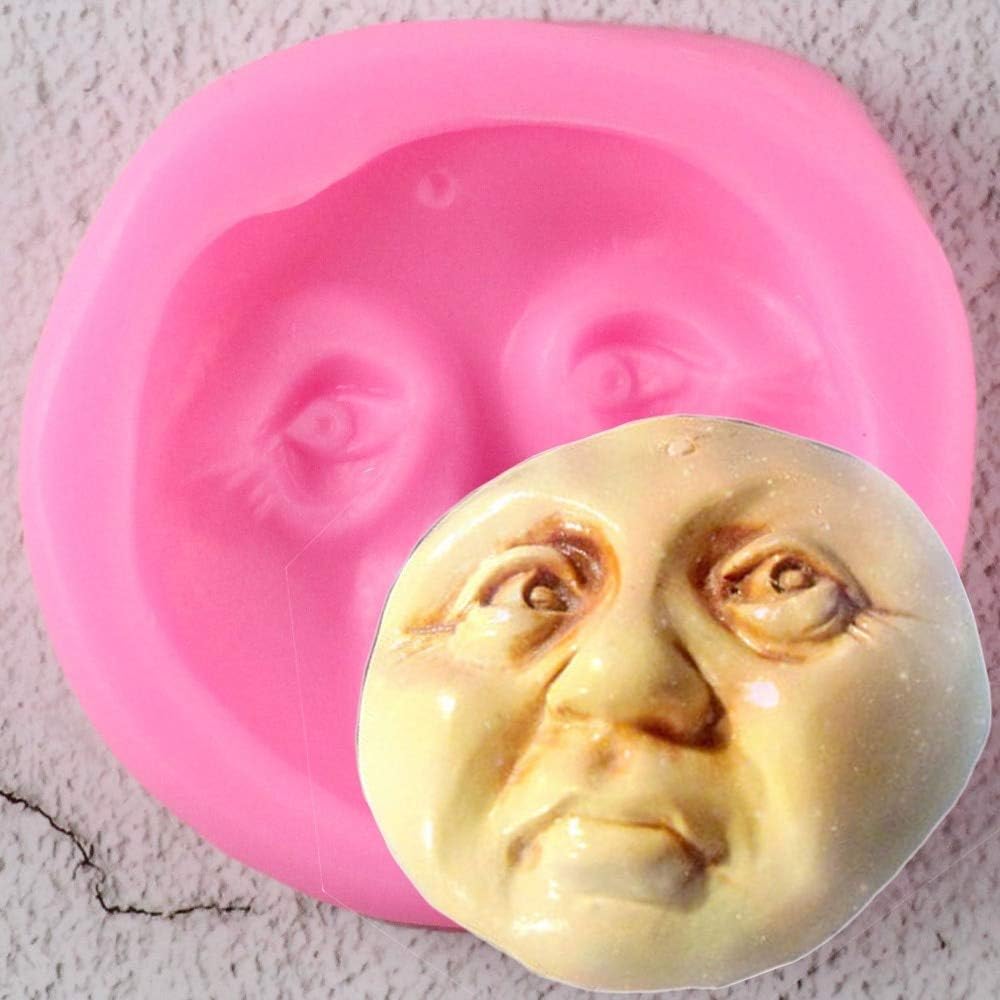 Halloween 3D Round Moon Face Silicone Mold DIY Soap Mould Chocolate Fondant Mold Candy Crystal Ice Cube Desserts Handmade Ice Cream Cupcake Cake Topper Decoration Gum Paste Pudding Jelly Shots