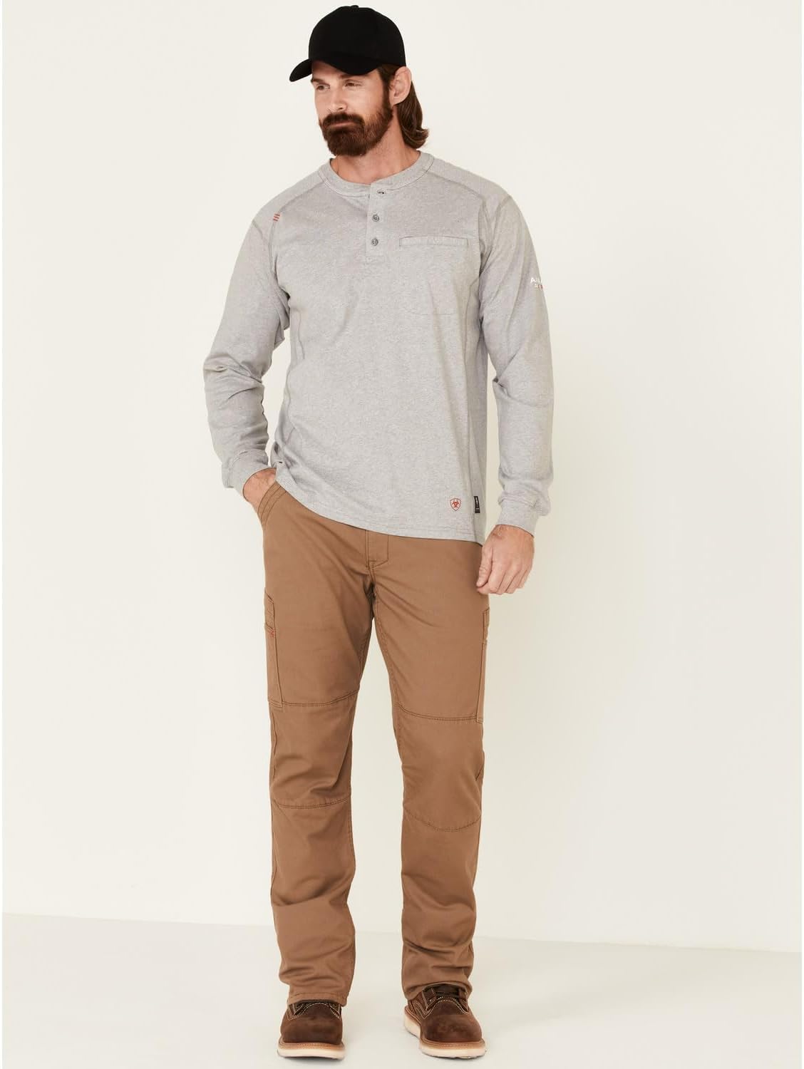 ARIAT FR Air Henley Top Silver Fox Heather LG - Image 2