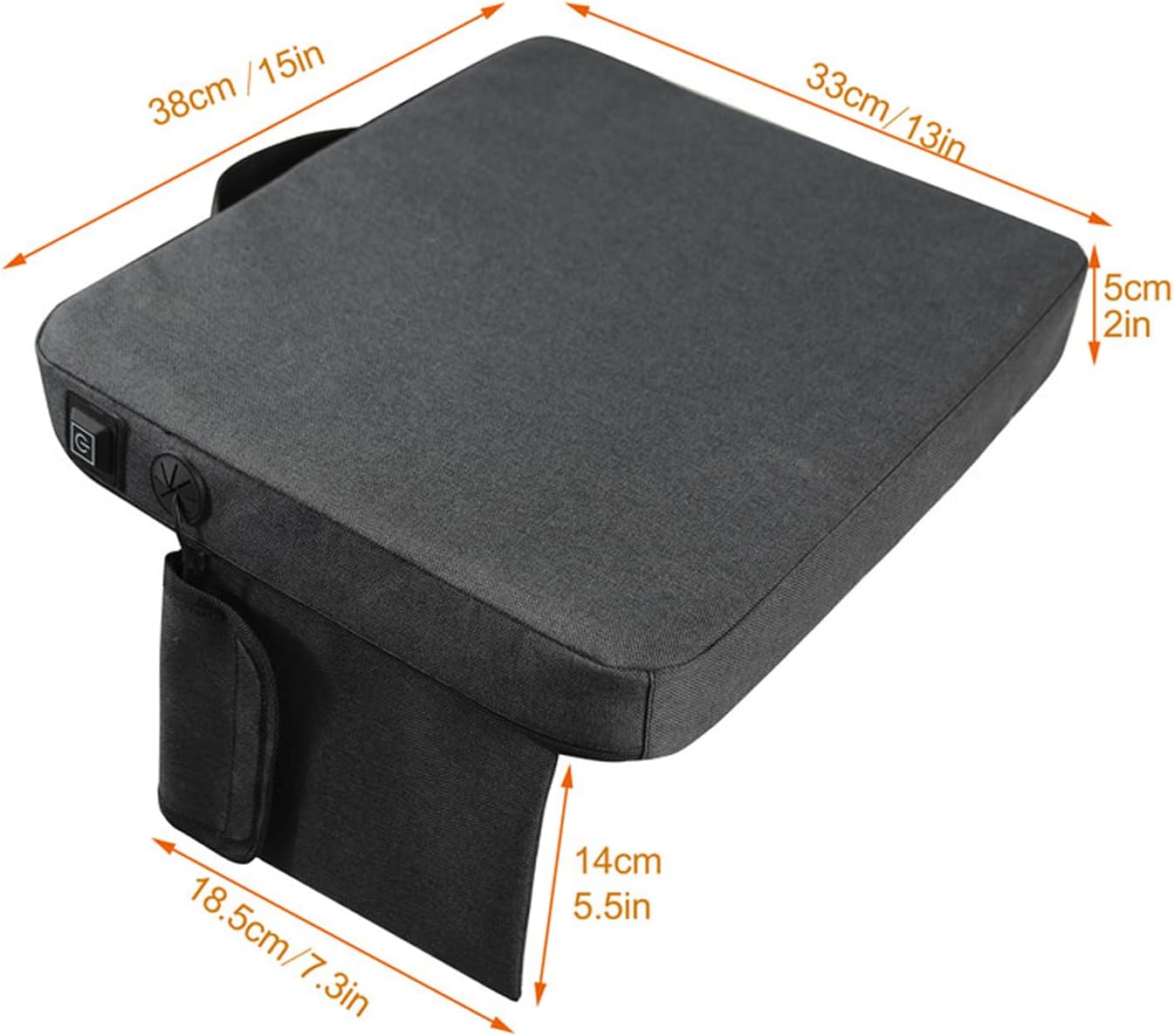 Portable Heated Seat Cushion Pad Hunting Seat Cushion Heated USB Power with 3 Levels Fast Heating Warm Seat Pads for Office Park Boat Stadium Camping, Black, 38x33cm