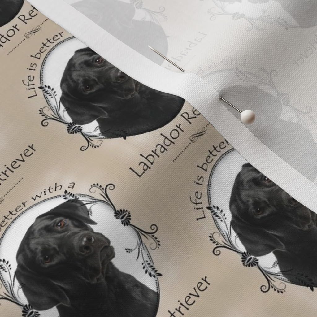 Spoonflower Fabric - Black Lab Labrador Retriever Dogs Pet Animal Printed on Petal Signature Cotton Fabric by The Yard - Sewing Quilting Apparel Crafts Decor
