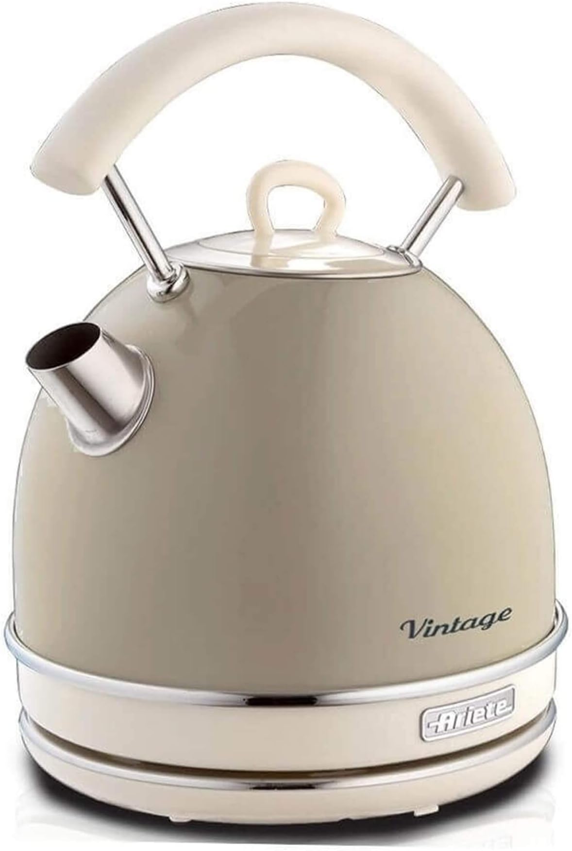 Ariete 2877/03 Retro Style Cordless Dome Kettle, Removable and Washable Filter, 1.7 Litre Capacity, 360 ° Rotating Base, Visible Water Level, Vintage Design, Beige