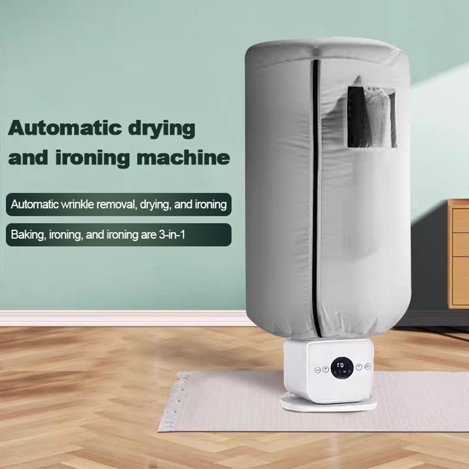 3 IN 1 Automatische Bügelmaschine, Aufblasbarer Hemdbügeler, Schnelles 8-Min Trocknen, 0-60min Timer, Eingebaute Aromatherapie, für Hemden, Hosen, Röcke