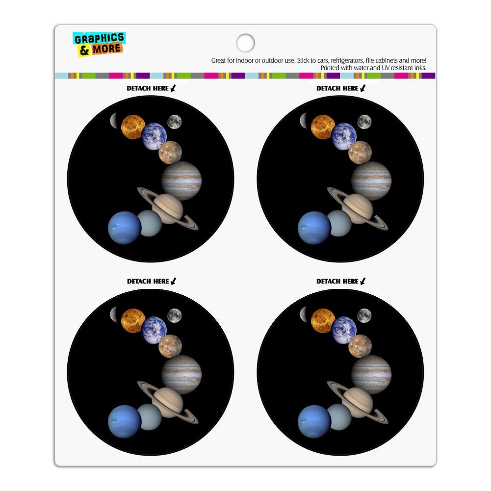 Solar System Planets Mercury Venus Mars Earth Moon Jupiter Saturn Uranus Neptune Refrigerator Fridge Locker Vinyl Circle Magnet Set