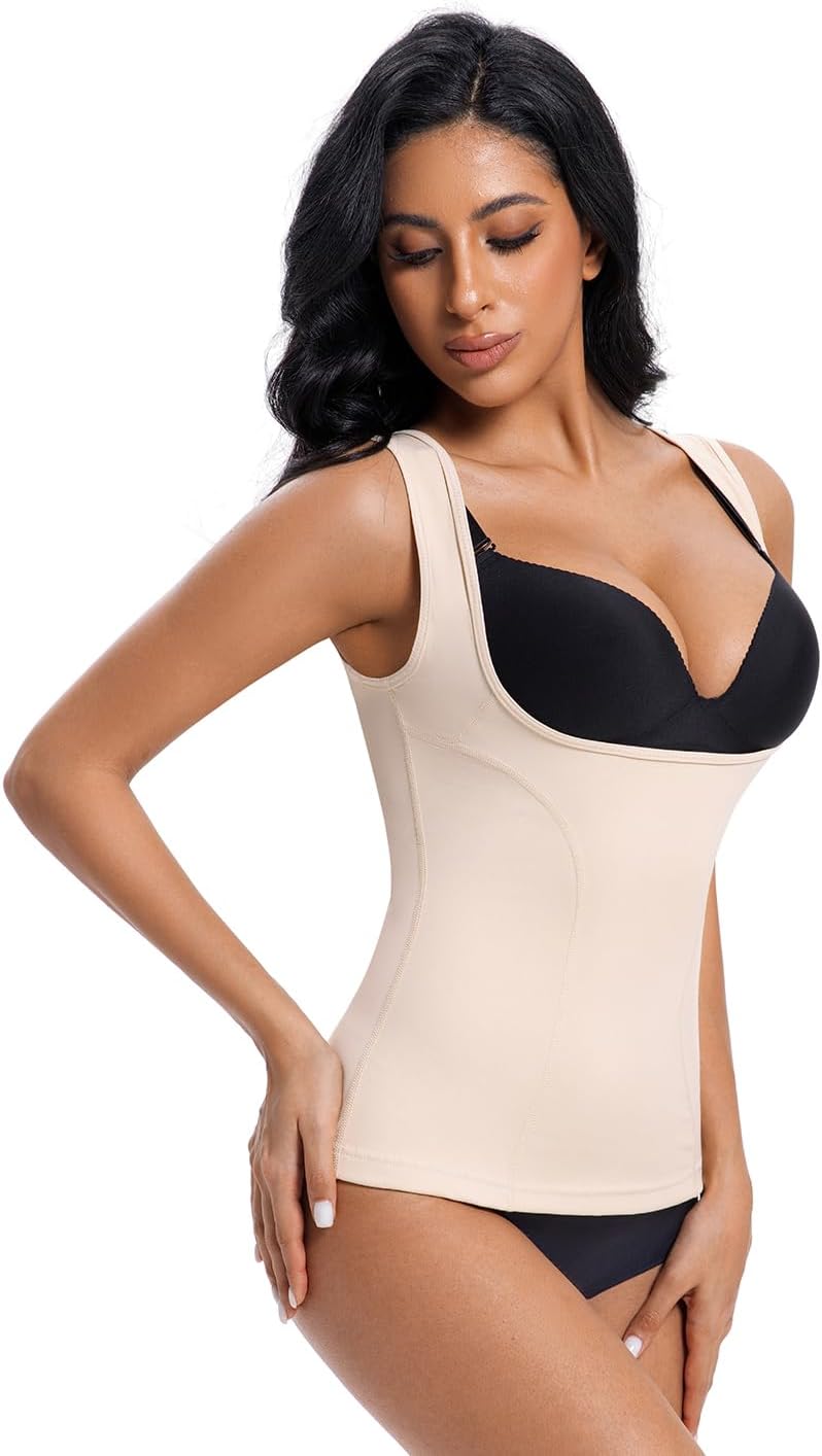 Women's Underbust Shapewear Tank Tops Tummy Control Slimming Compression Waist Trainer Camisole Top Body Shaper (BG 2XL)
