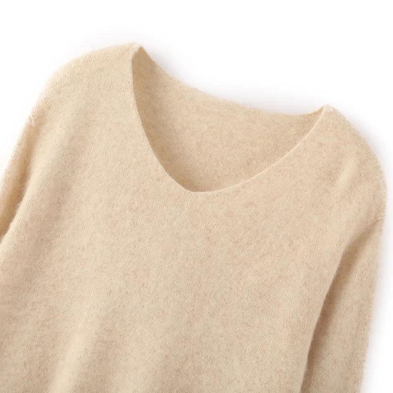 Women's V-Neck Pullovers Sweater Long Sleeve Solid Basic Casual Sweater2
