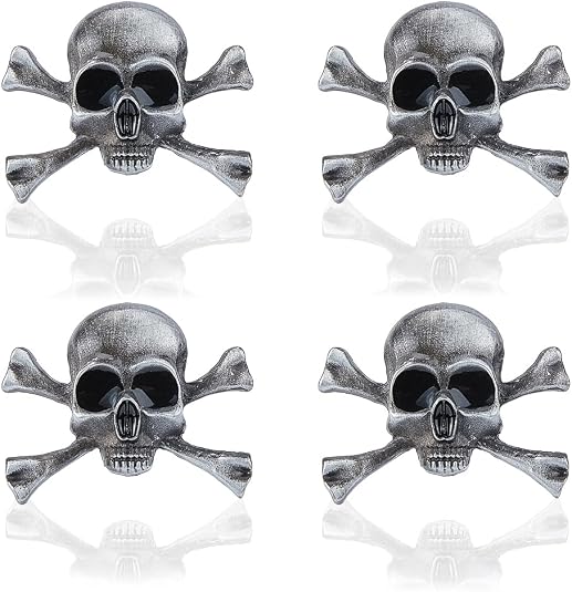 SUPERFINDINGS 4Pcs Gothic Skull Brooch Punk Style Skeleton Brooch Skull and Crossbones Alloy Badge Pin Halloween Costume Decor for Men Woman Coat Cloth Jacket