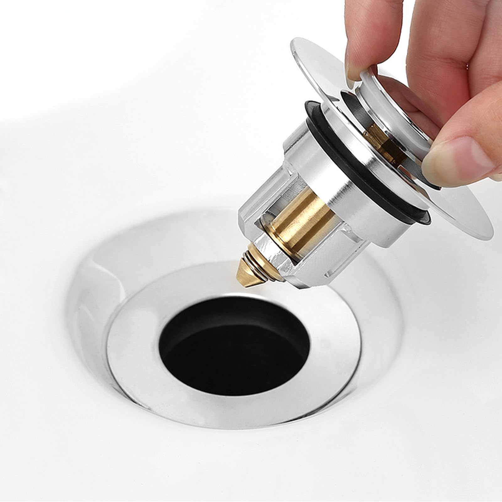 Laphontab Sink Plug, Pop-up Drain Plug, Sink, Stainless Steel Plug for 25-38 mm Drain Holes, Anti-Clogging Sink Plug with Drain Strainer, Plug for Sink, 1 Pack