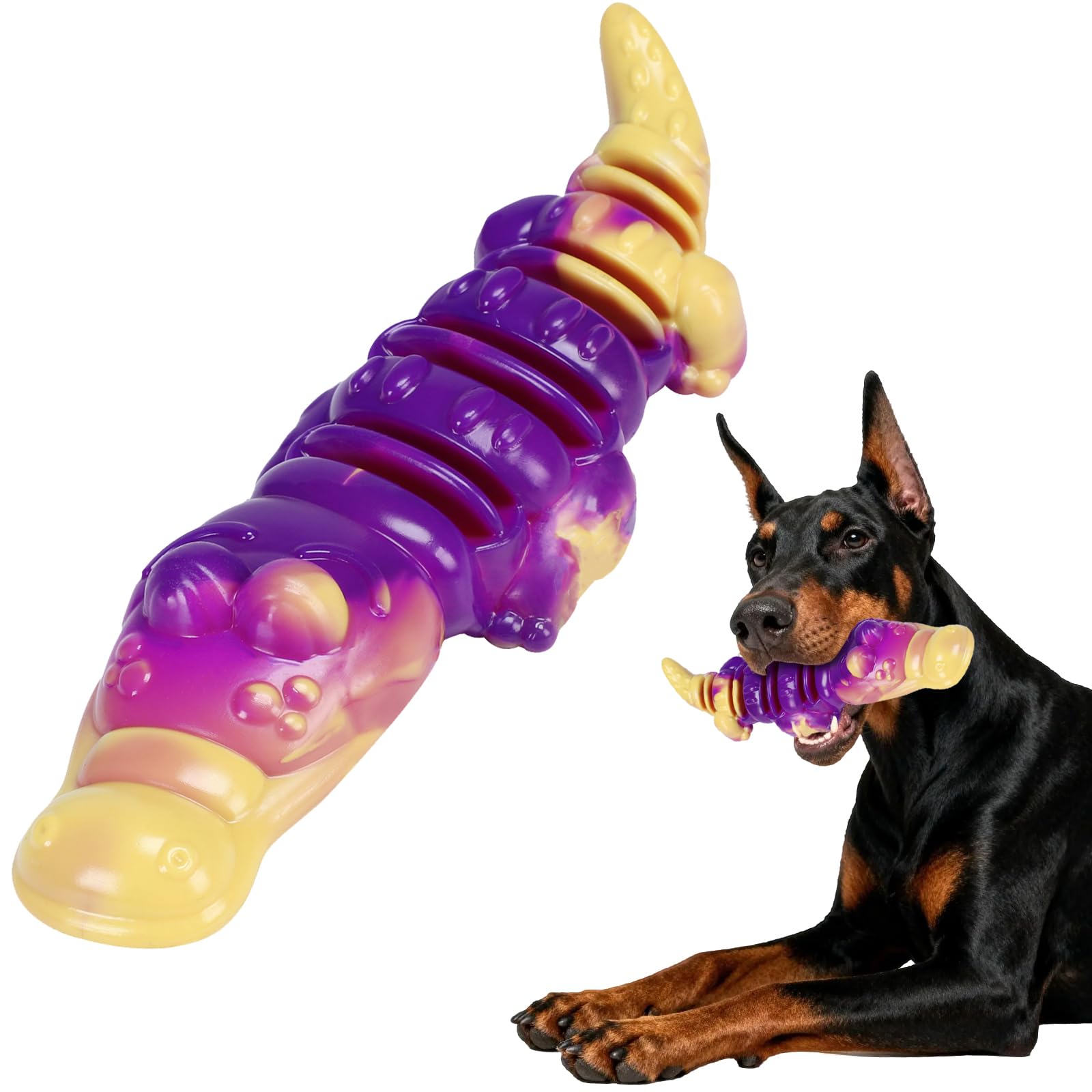Herspany Indestructible Dog Chew Toy, Tough Beef-Flavored Nylon Chew for Aggressive Chewers — Long-Lasting Tooth-Cleaning & Boredom Relief for All Dog Sizes (Crocodile)