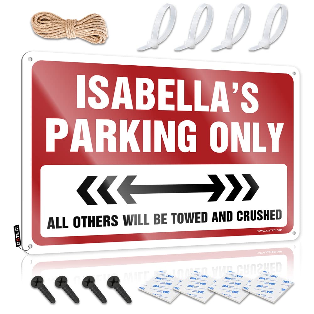 Krazmurongd Boys One Color Garage Accessories For Man Cave Isabella's Parking Only Tin Sign Bar Posters Bar Rules Tin Metal Sign