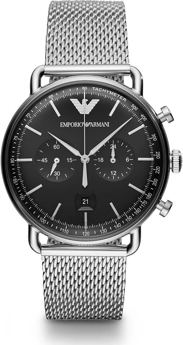 Men's Black Dial Stainless Steel Analog Watch - AR11104