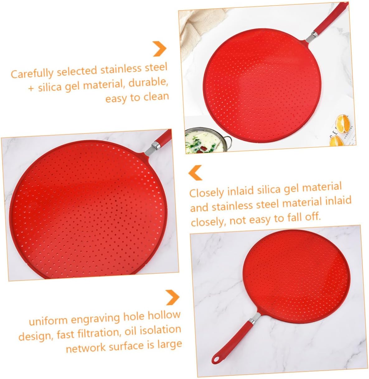 Oil Strainer Silicone Splatter Screen Frying Pan Grease Drain Guard Kitchen Pan Screen