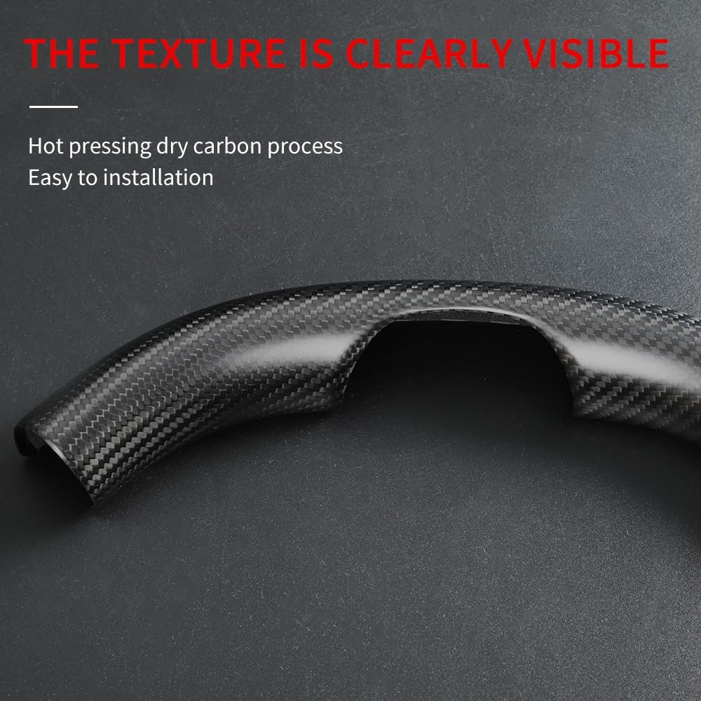 JSWAN Real Carbon Fiber Steering Wheel Cover for Tesla Model 3 2017 to 2023 Model Y 2020 to 2024 Steering Wheel Cover Steering Wheel Wrap Protector Interior Accessories (Matte Black 2Pcs)