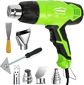 Soprador Térmico 2000W, Controle de Temperatura Variável 380°C/500°C, Fluxo de Ar 250L/min, 500L/min, 5 Bicos Inclusos para Encolhimento PVC, Remoção de Tinta, Solda e Artesanato (127, Volts)