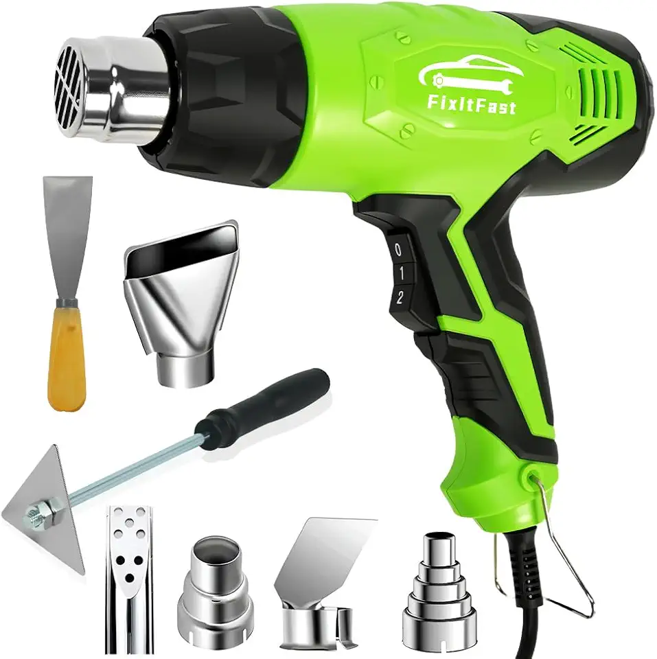 Soprador Térmico 2000W, Controle de Temperatura Variável 380°C/500°C, Fluxo de Ar 250L/min, 500L/min, 5 Bicos Inclusos para Encolhimento PVC, Remoção de Tinta, Solda e Artesanato (127, Volts)