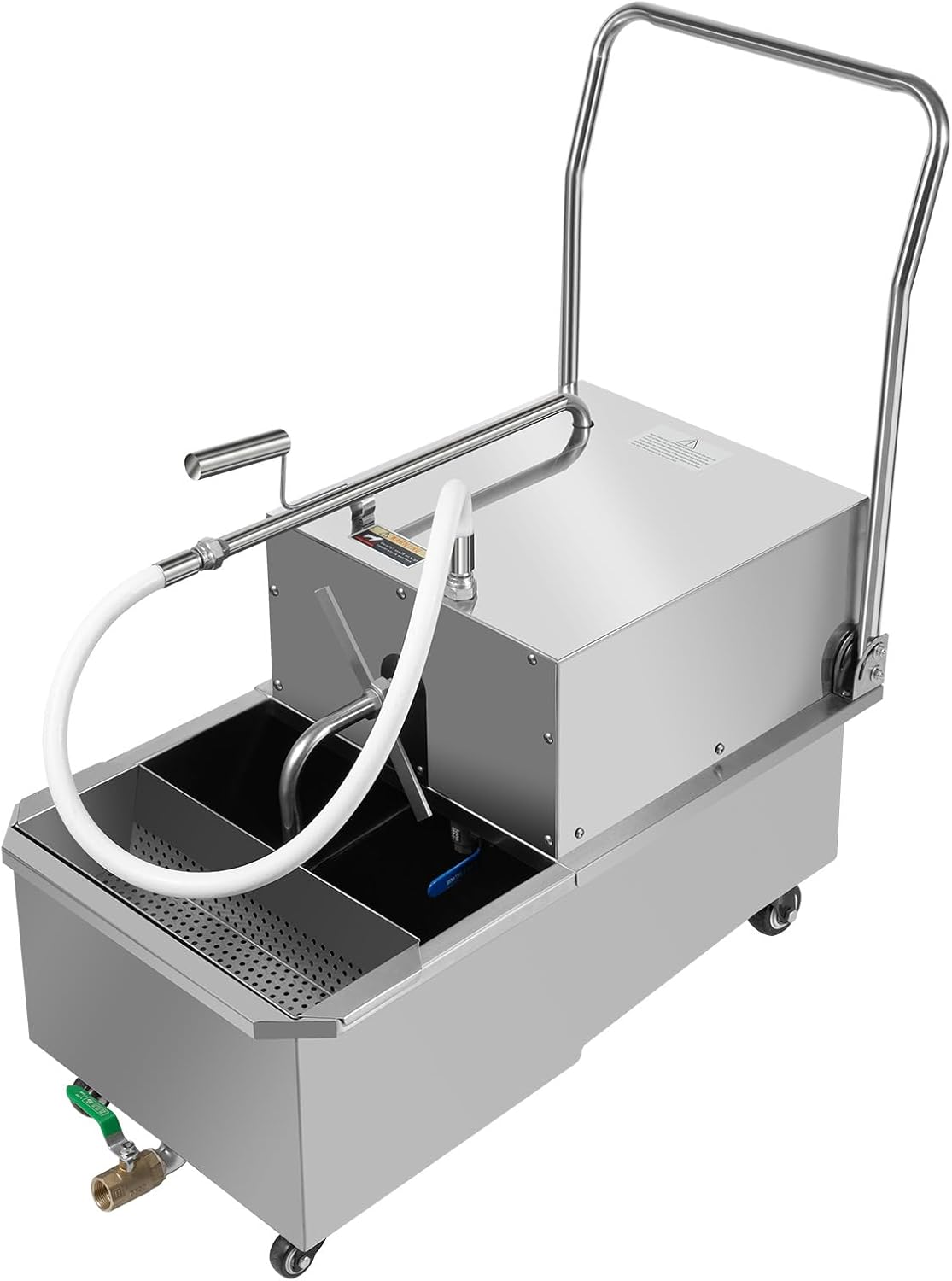 55L/14.5Gallon Mobile Fryer Filter, 550w Commercial Deep Fryer Oil Filter Truck, Heavy Duty Stainless Steel Frying Oil Filtering System 110V