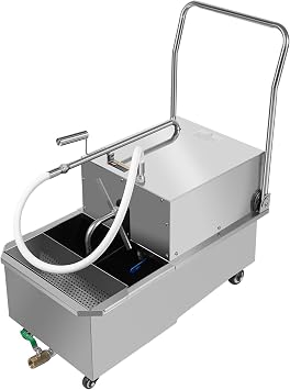 55 L /14.5 Gal Commercial Mobile Fryer Filter Machine/Oil Filter Truck, 550W Deep Fryer Oil Filter, Fryer Filter Frying Oil Filtering System for Supermarket Restaurant Canteen