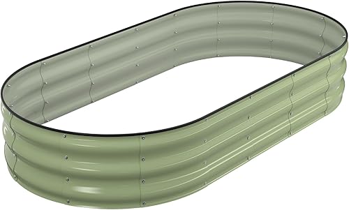 Winpull Kit de cama de jardín elevada, macetas grandes galvanizadas para exteriores, con bordes de seguridad y guantes, camas de jardín elevadas de