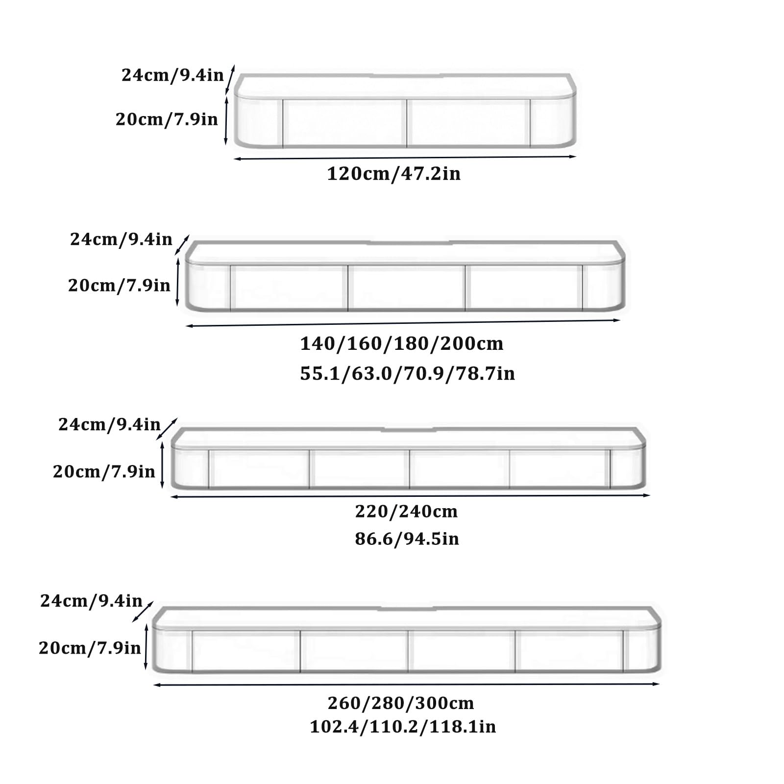 Genérico Moderno Soporte de TV Flotante de Madera Maciza - Centro de Entretenimiento de Pared, diseño Minimalista para Sala de Estar, Mueble de TV suspendido (Blanco, 180 cm/70,9 Pulgadas)