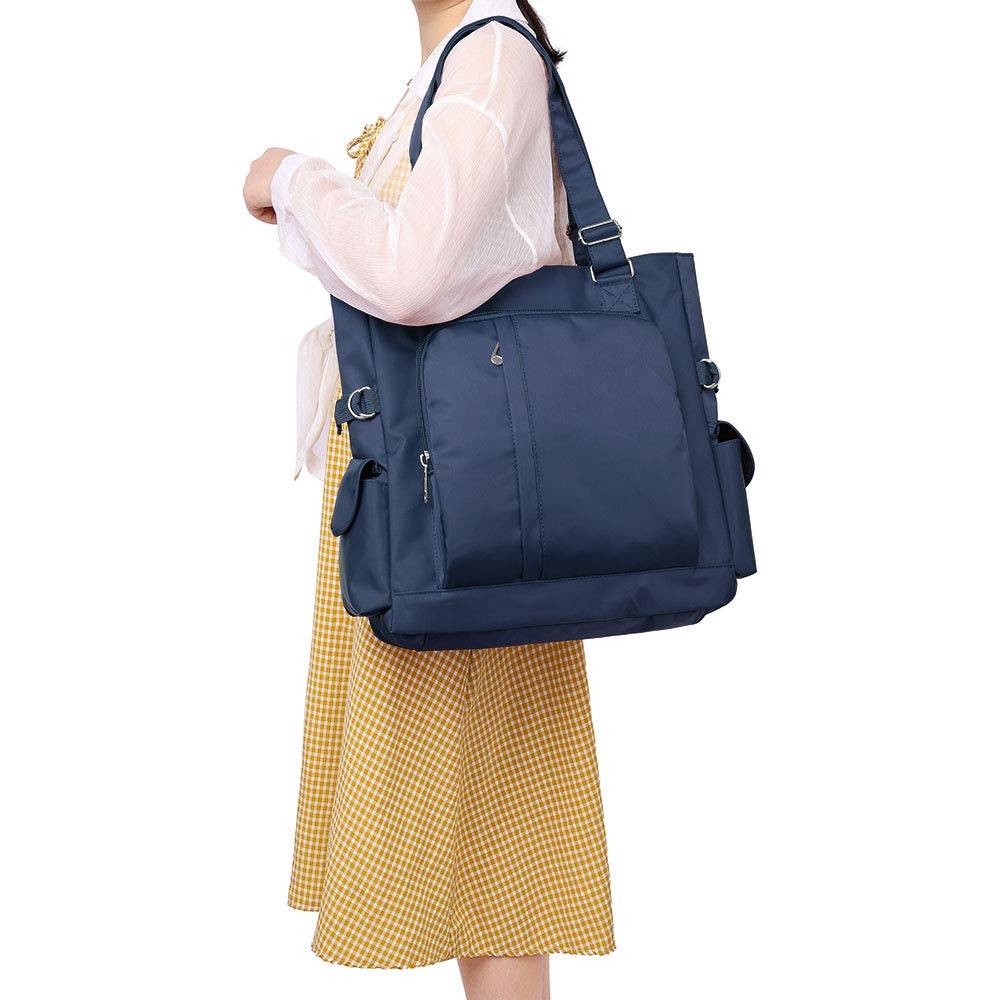VOLGANIK ROCK Canvas Tote Bag Waterproof Nylon Multi Pocket Shoulder Bags Laptop Work Bag Teacher Purse Handbag for Women Men