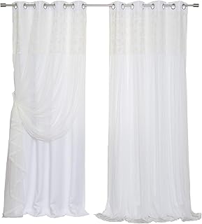 Best Home Fashion Floral Lace Overlay Thermal Insulated Blackout Curtains (52