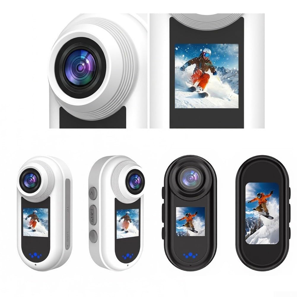 Action camera 2K, 1,5 W, magnetica, indossabile, con registrazione a intervalli WiFi, doppio schermo, grandangolo a 140°, rilevazione di movimento, video Vlog per videocamera per ciclismo (bianco)
