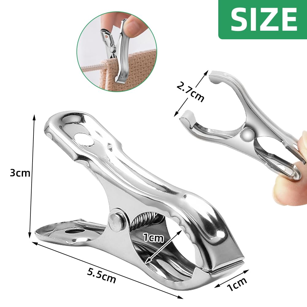 50 Packs Stainless Steel Garden Netting Clips, Strong Grip Greenhouse Clamps, Metal Garden Clip with Large Open, Greenhouse Film Clamps for Netting, Plant Cover, Clothes, Towel Fixing and Hold Down - Image 2