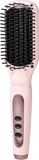 L’ANGE HAIR Le Vite Hair Straightener Brush | Heated Hair Straightening Brush Flat Iron for Smooth, Anti Frizz Hair | Dual-Voltage Electric Hair Brush Straightener | Hot Brush for Styling