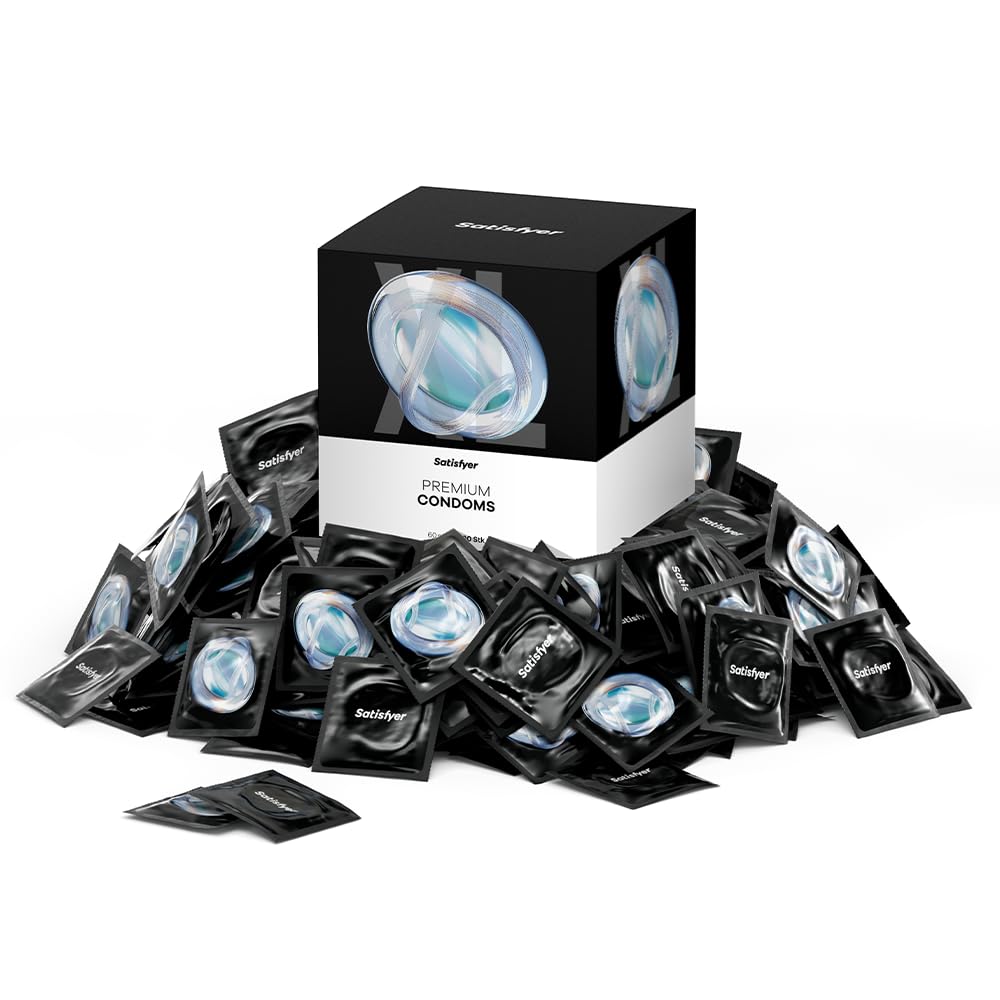 Satisfyer Kondome Männer XL | 100 Stück | 60 mm | Gefühlsecht & dünn mit befeuchteter Oberfläche | Hautfreundlich & geruchsneutral | mit Reservoir | geprüft & zuverlässig