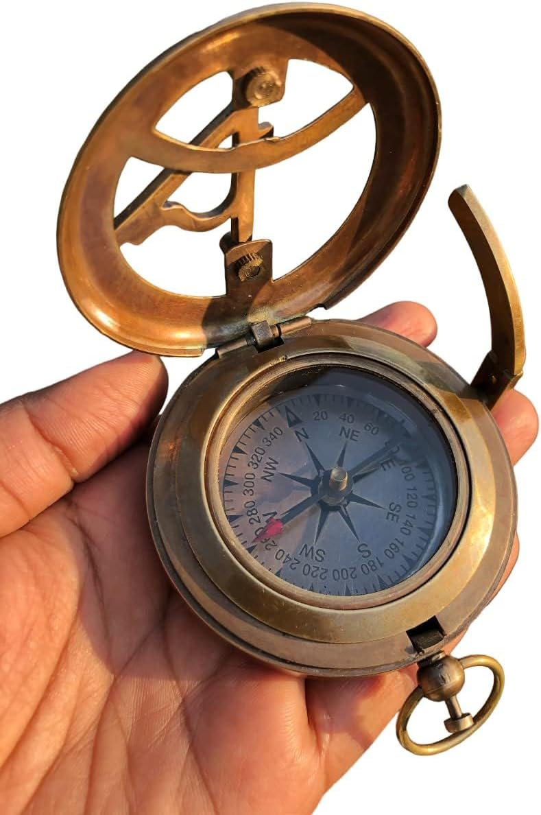 Personalized Compass, Dad from Daughter, Dad's Gift for Father's Day/Birthday/Anniversary/Christmas/Retirement Customized Working Brass Compass (Dear Dad)