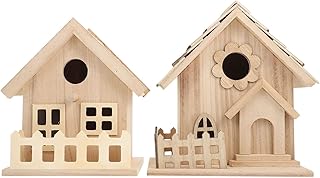 BESPORTBLE Bird Feed House Bird Box Bird Box Bird Box 2Pcs DIY Wooden Birdhouse Unfinished Wood Birdhouse Paintable Bird Nesting Box for Sparrow Hummingbird Kids Craft Supplies Small