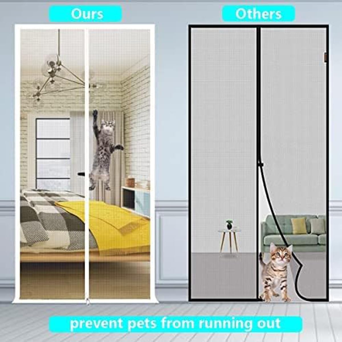 Haustier-/Katzennetz, Balkonschutz für Katzen, Sicherheitsgitter mit 2 Reißverschlüssen, Weiß, mehrere (150 x 220 cm) – perfekt für Haustierschutz und Sicherheit im Innenbereich