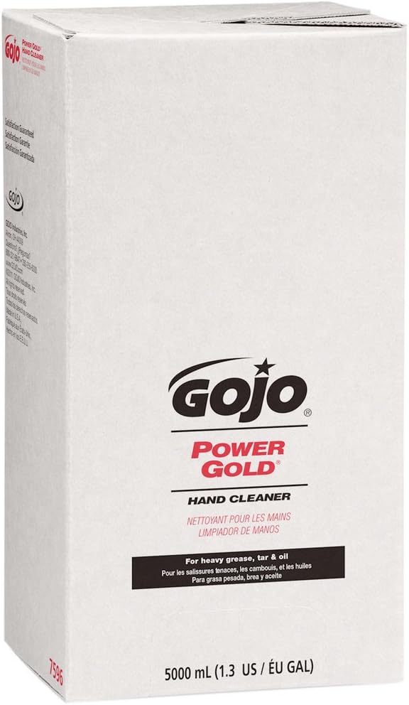 Go-Jo Industries 7596-02 5000 mL Refill POWER GOLD Hand Cleaner, English, 15.34 fl. oz., Plastic, 1" x 1" x 1"